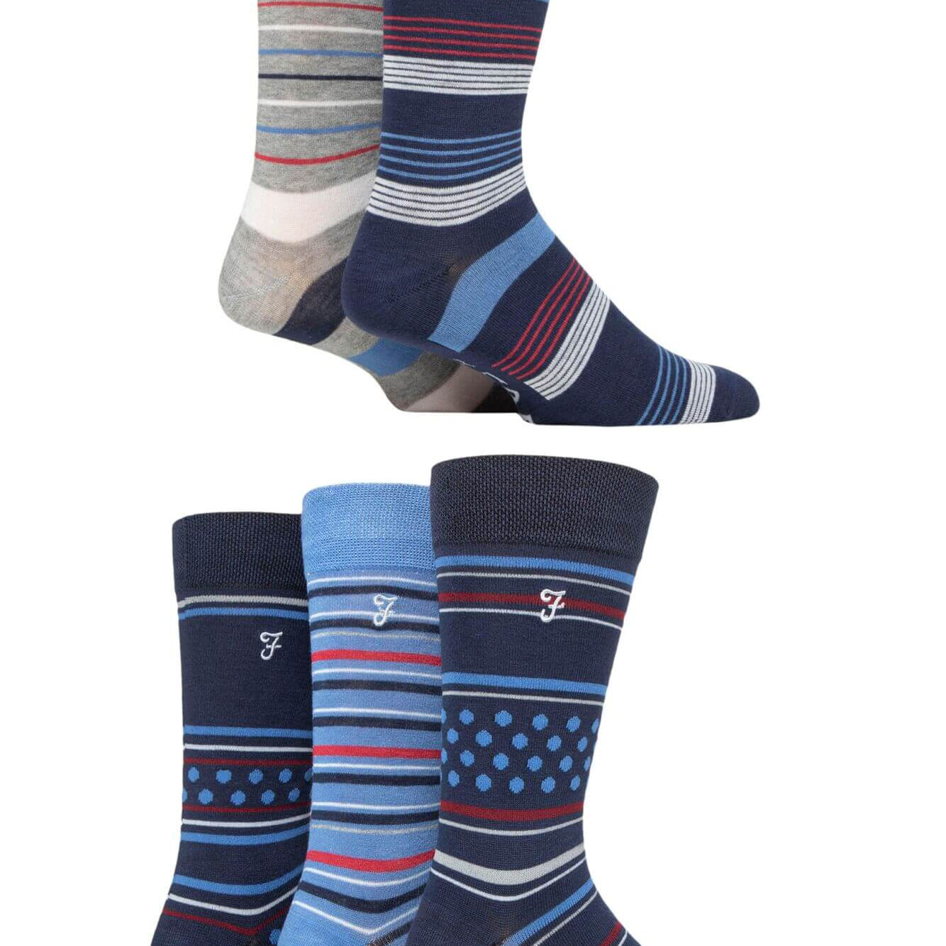 Farah Men’s 5 Pack Bamboo Pattern Socks – Embroidered Logo (UK 6-11)