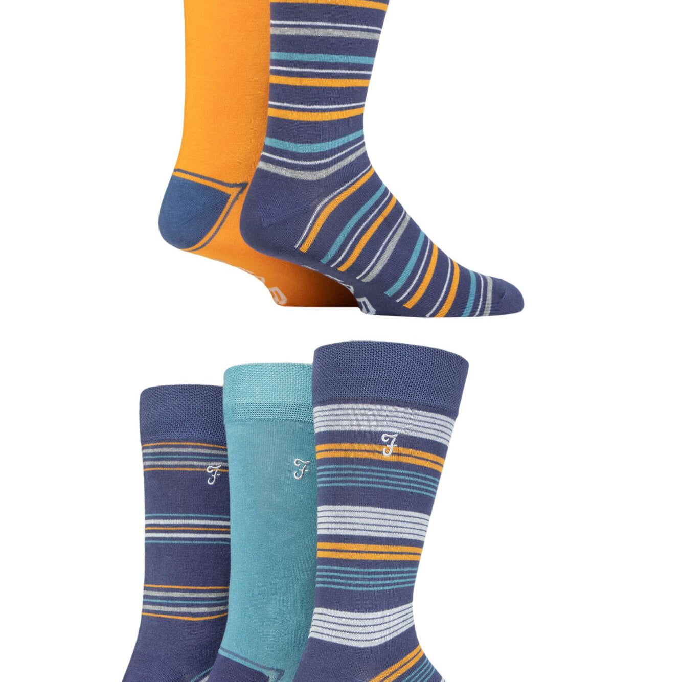 Farah Men’s 5 Pack Bamboo Socks – Bright Patterned, Antibacterial & Breathable (UK 6-11)