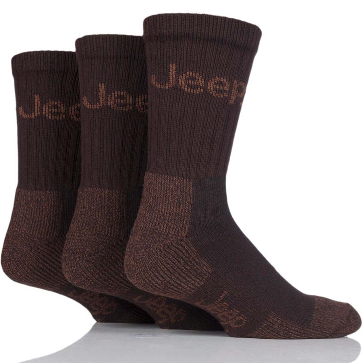Jeep JM273 Luxury Mens 3 Pack Terrain Socks for Hiking Boots - Brown Earth