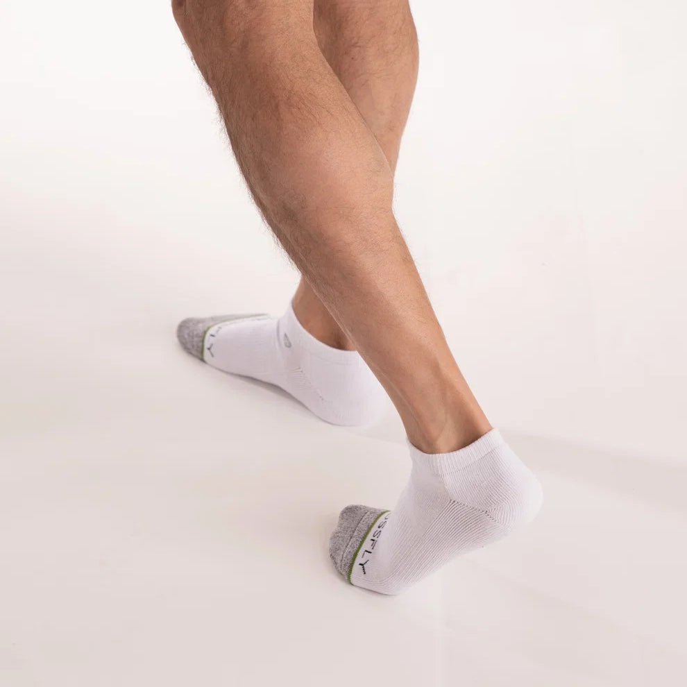 Crossfly Original Men's Low Cut Socks - White lifestyle view