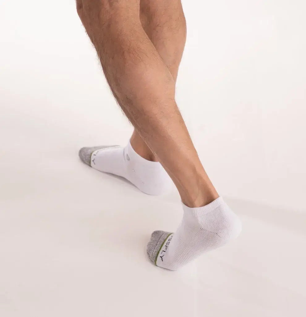 Crossfly Original Men's Low Cut Socks - White lifestyle view