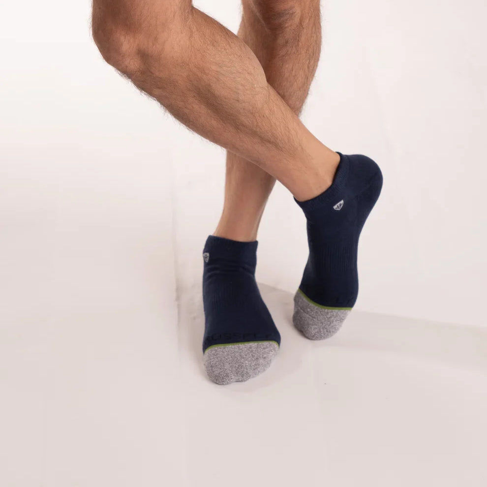 Crossfly Original Men's Low Cut Socks - Navy Marle lifestyle view