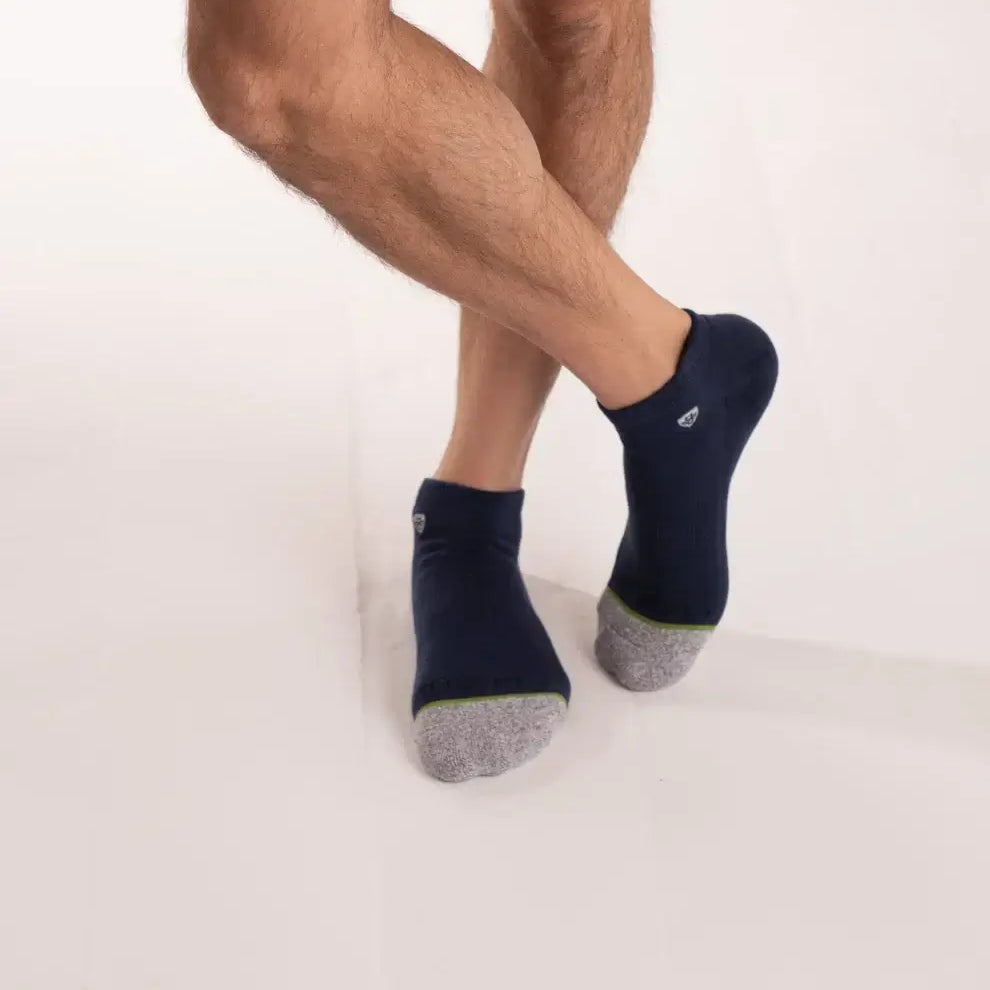 Crossfly Original Men's Low Cut Socks - Navy Marle lifestyle view