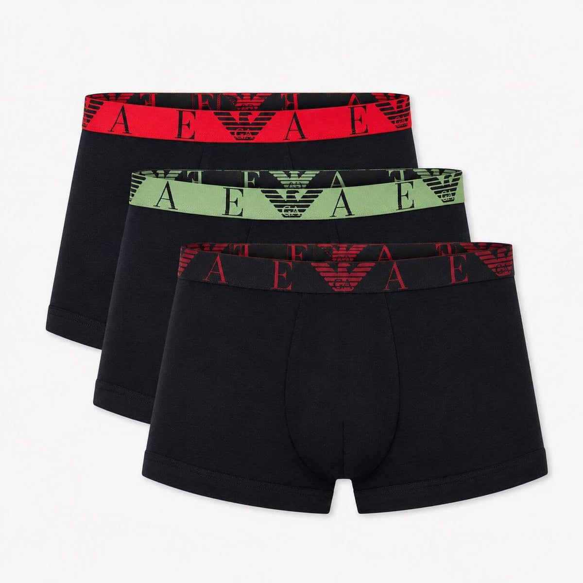 Emporio Armani 3 Pack Bold Monogram Stretch Cotton Trunks