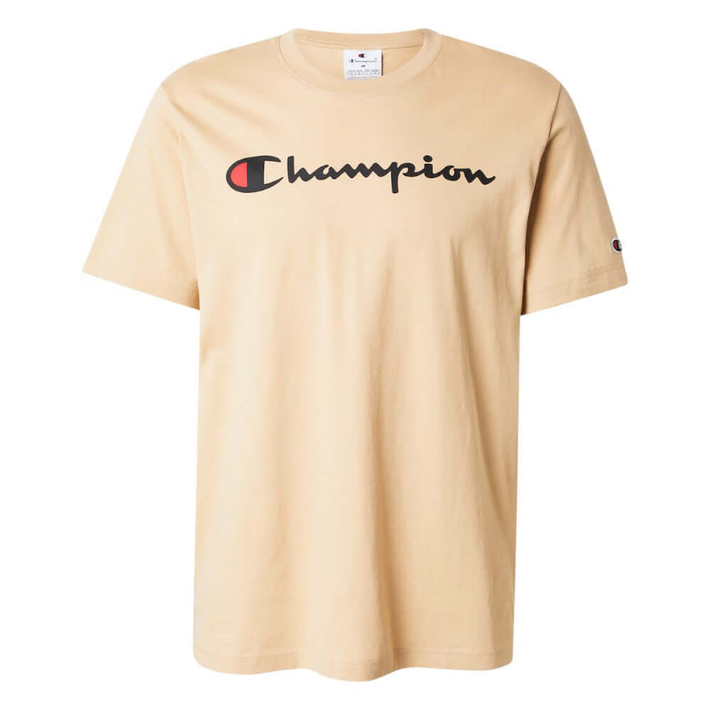 Champion Big Logo Cotton Jersey T-Shirt - Beige