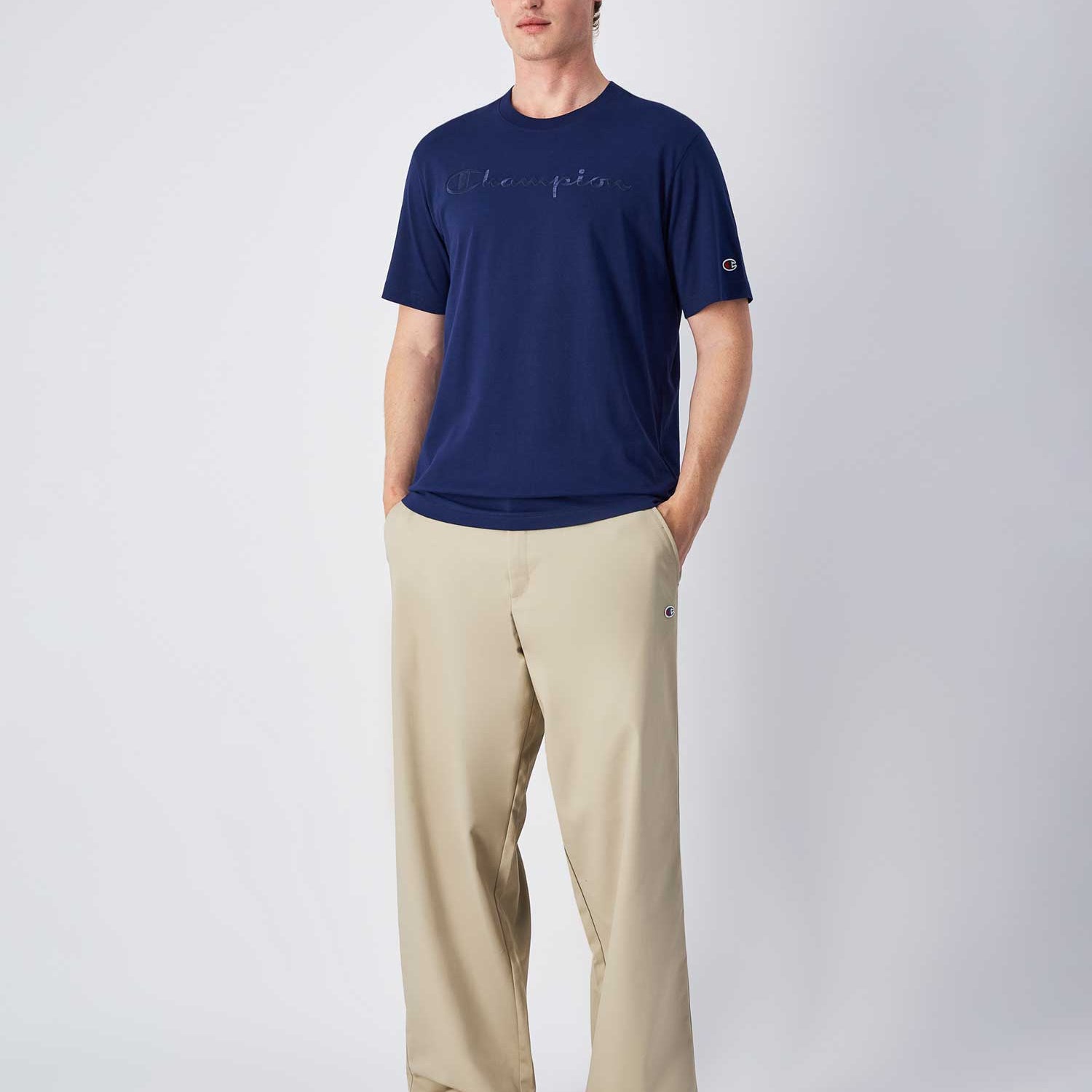 Champion Big Tonal Cotton T-Shirt - Navy