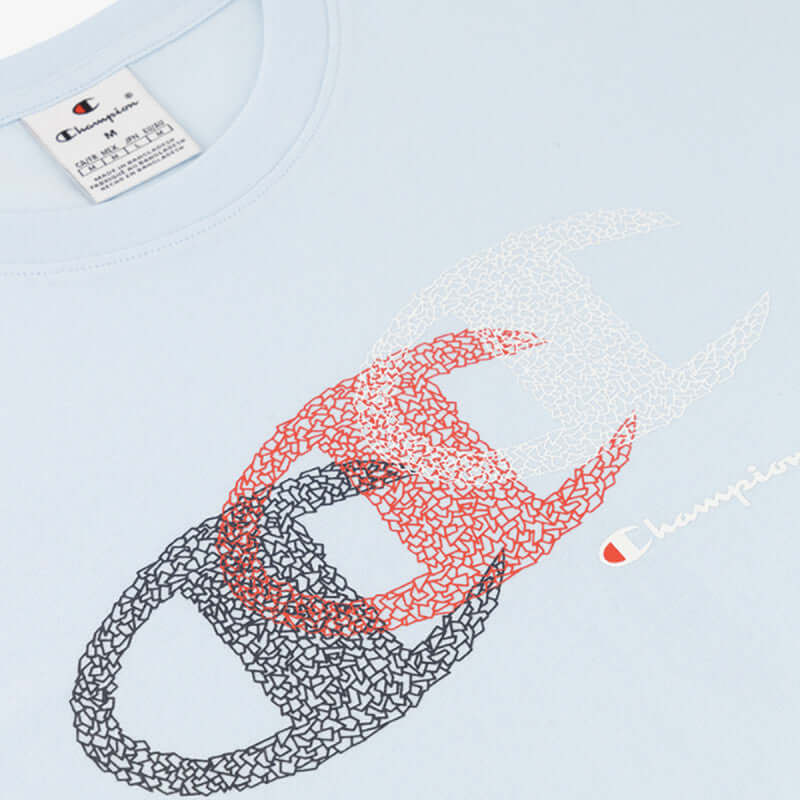 Champion Graphic T-Shirt for Men - 100% Cotton - Sky Blue