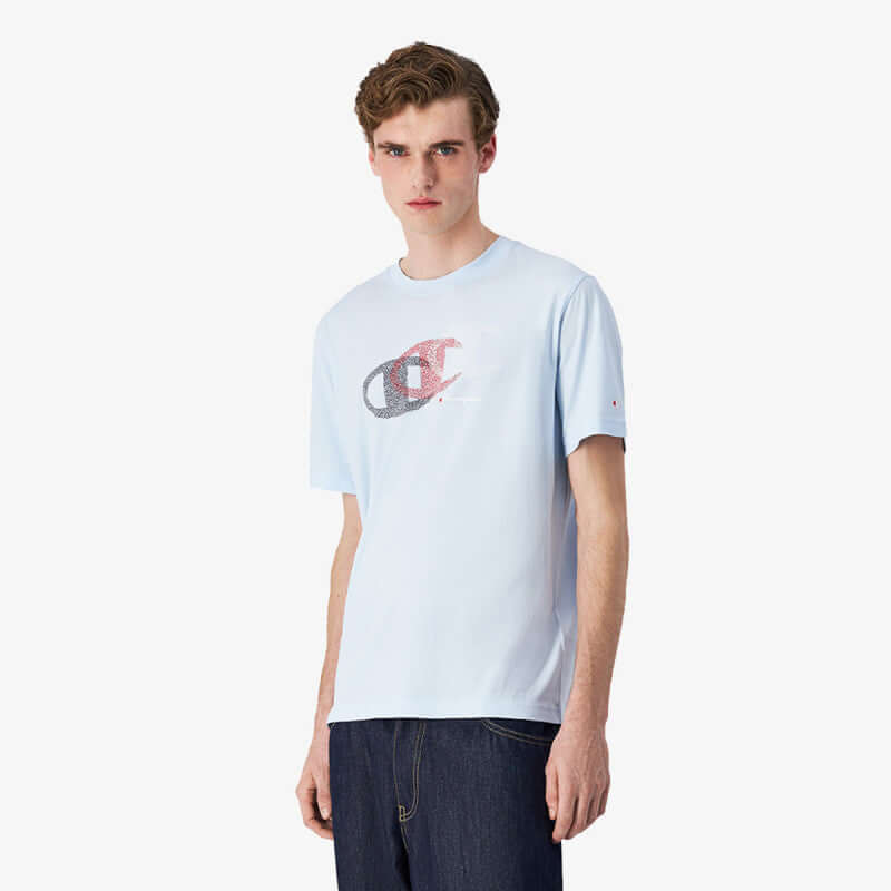 Champion Graphic T-Shirt for Men - 100% Cotton - Sky Blue