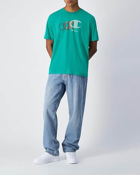 Champion Graphic T-Shirt for Men - 100% Cotton - Green