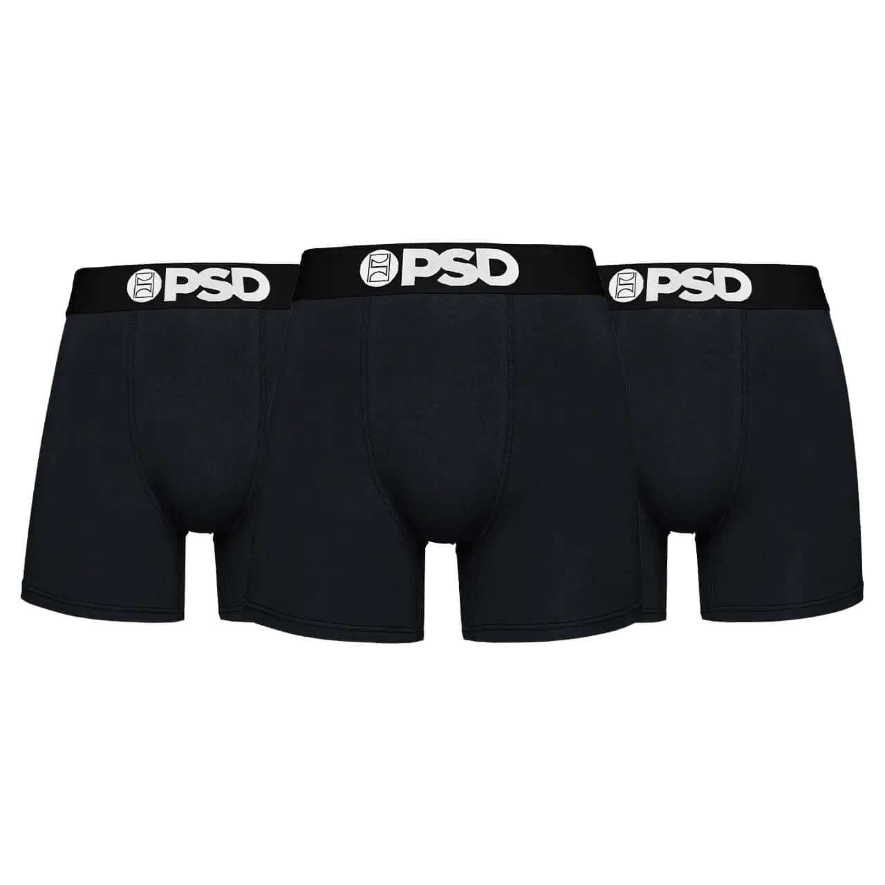 PSD Men's 3 Pack Cotton Stretch Boxer Briefs - Black 5"