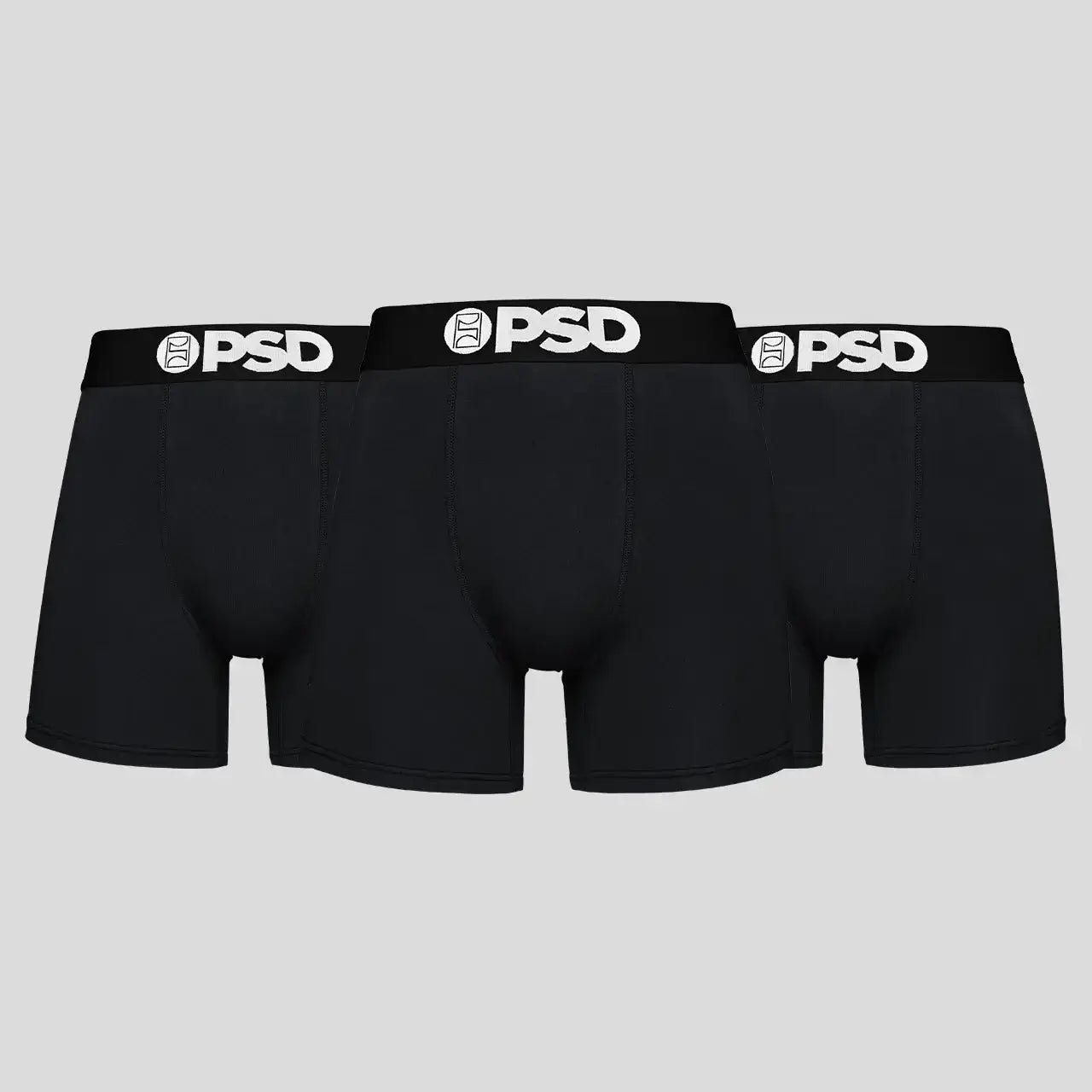 PSD Men's 3 Pack Cotton Stretch Boxer Briefs - Black 5"