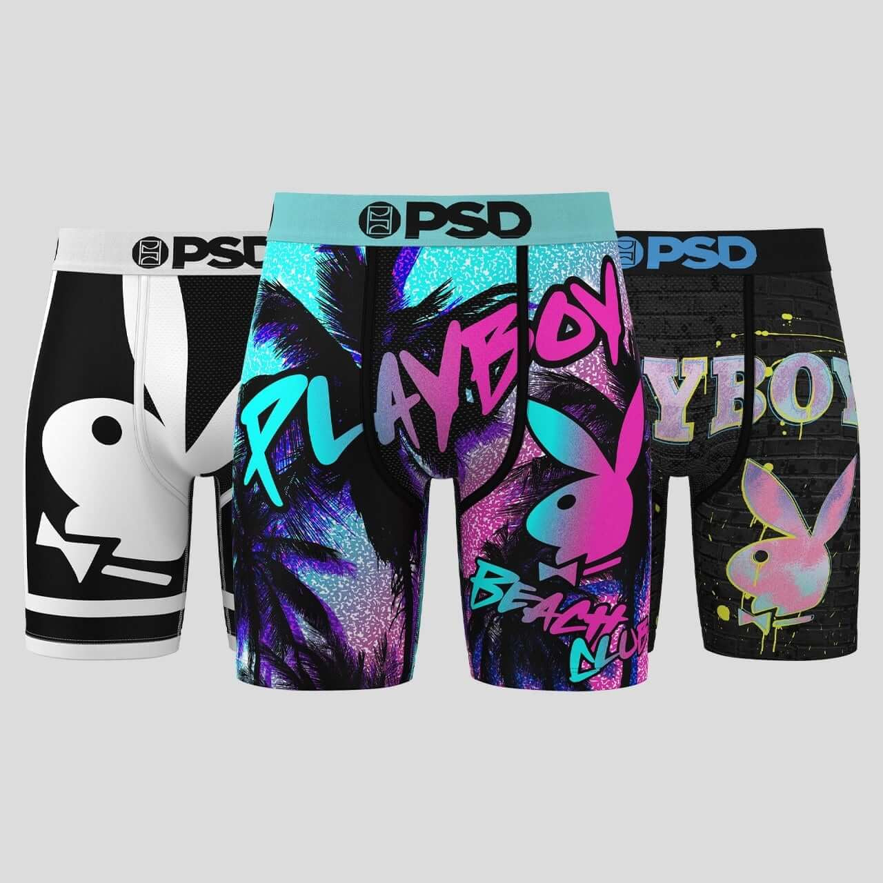 PSD Underwear Men's 3 Pack - Playboy Essentials 7" Boxer Briefs