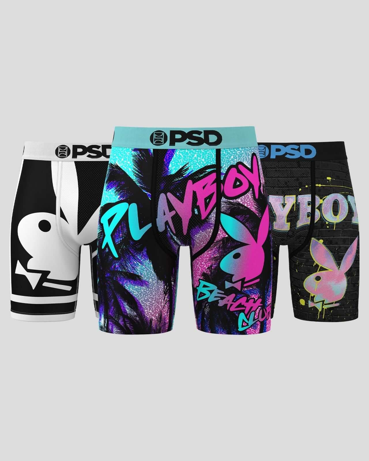 PSD Underwear Men's 3 Pack - Playboy Essentials 7" Boxer Briefs