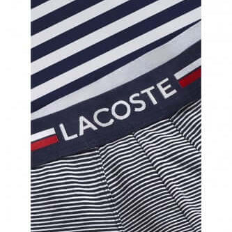 Lacoste 3 Pack Iconic Trunks With Tricolor Waistband - Navy Blue / White