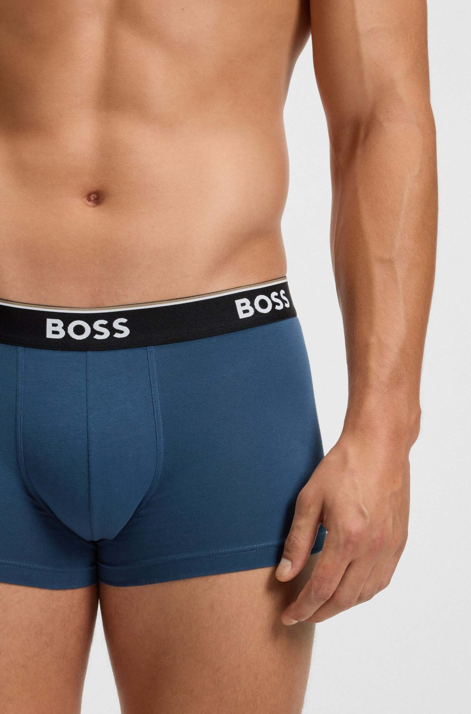 BOSS 3-Pack Stretch Cotton Trunks – Blue/Black/Bright Blue