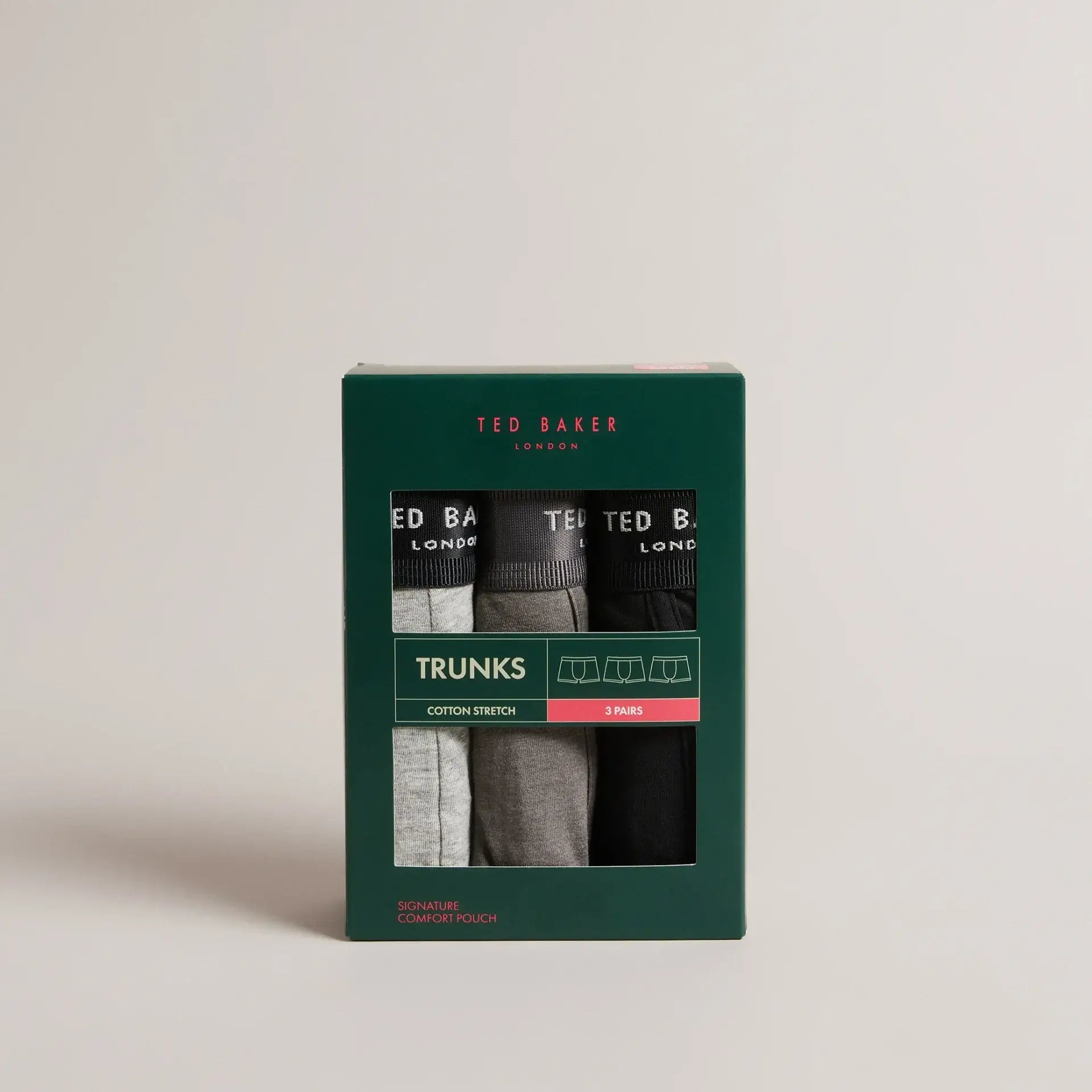 Ted Baker 3 Pack Trunks - Grey/Black/Grey Heather