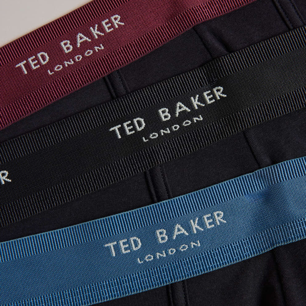 Ted Baker 3 Pack Cotton Stretch Trunks - Black (Radicchio/Black/ Real Teal)