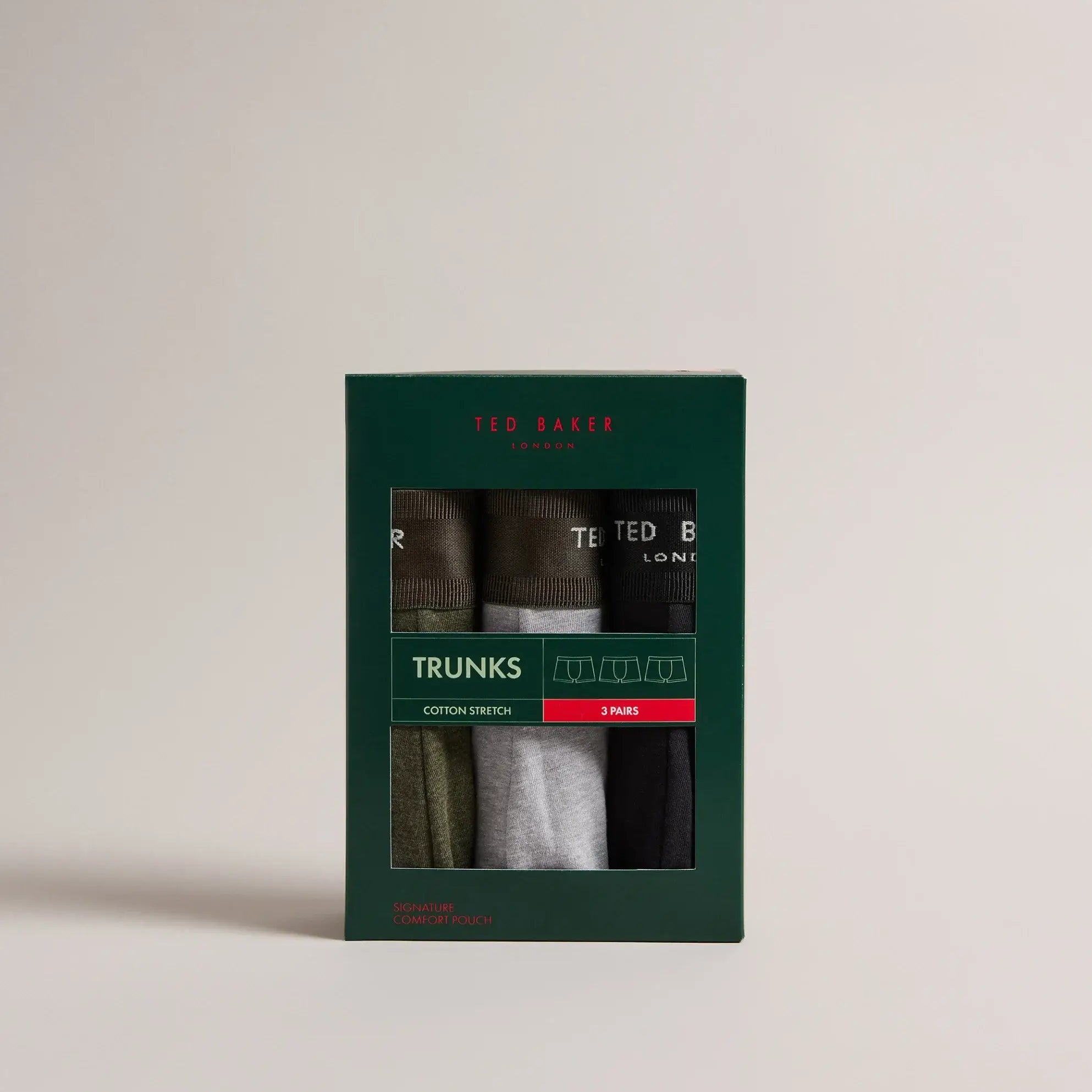 Ted Baker 3 Pack Cotton Stretch Boxer Briefs - Black / Grey Heather / Park