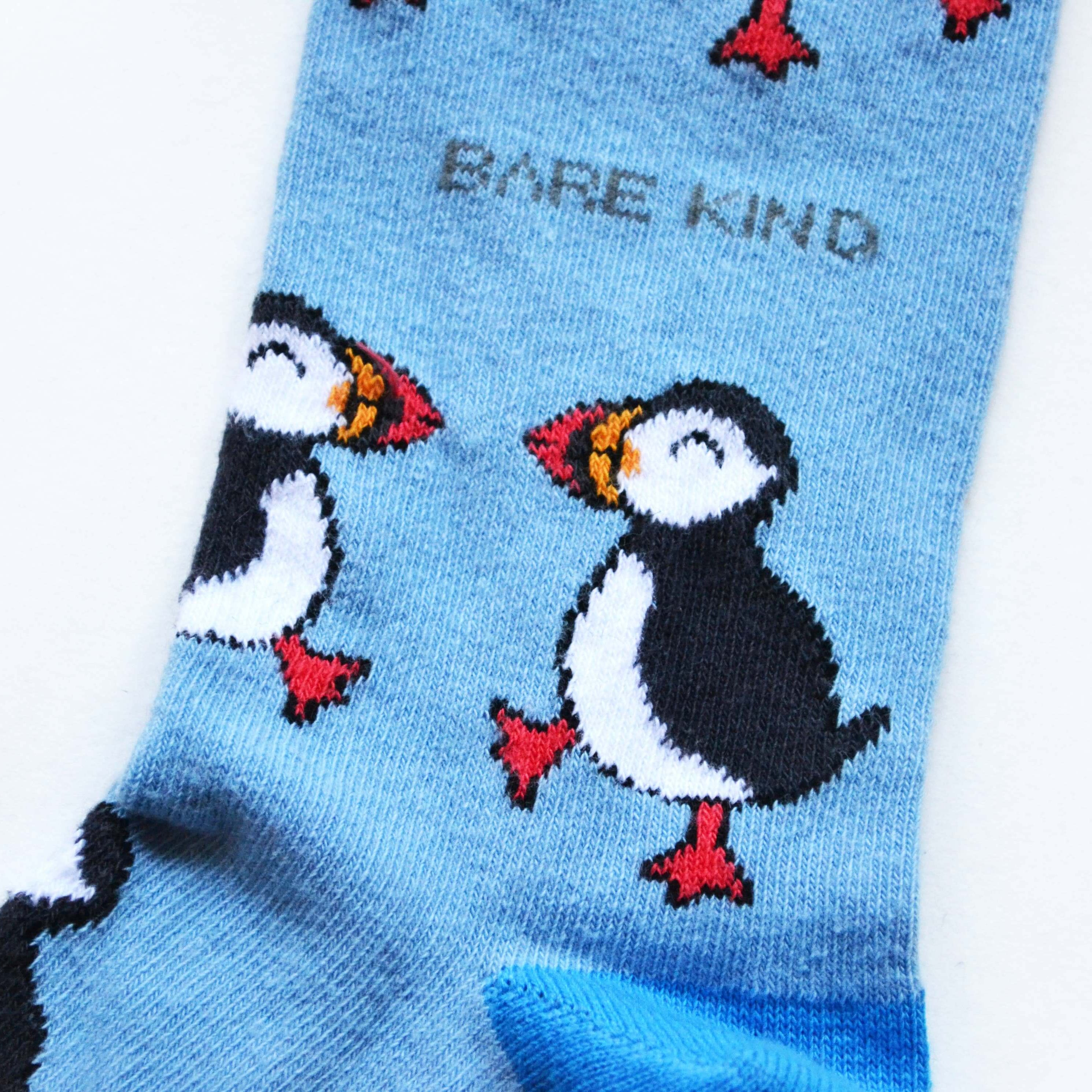 Bare Kind - Save the Puffins Bamboo Socks - Light Blue