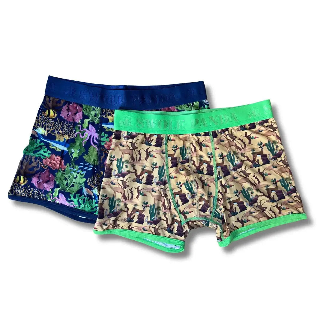Swole Panda Men’s 2-Pack Bamboo Boxers – Marine & Savannah