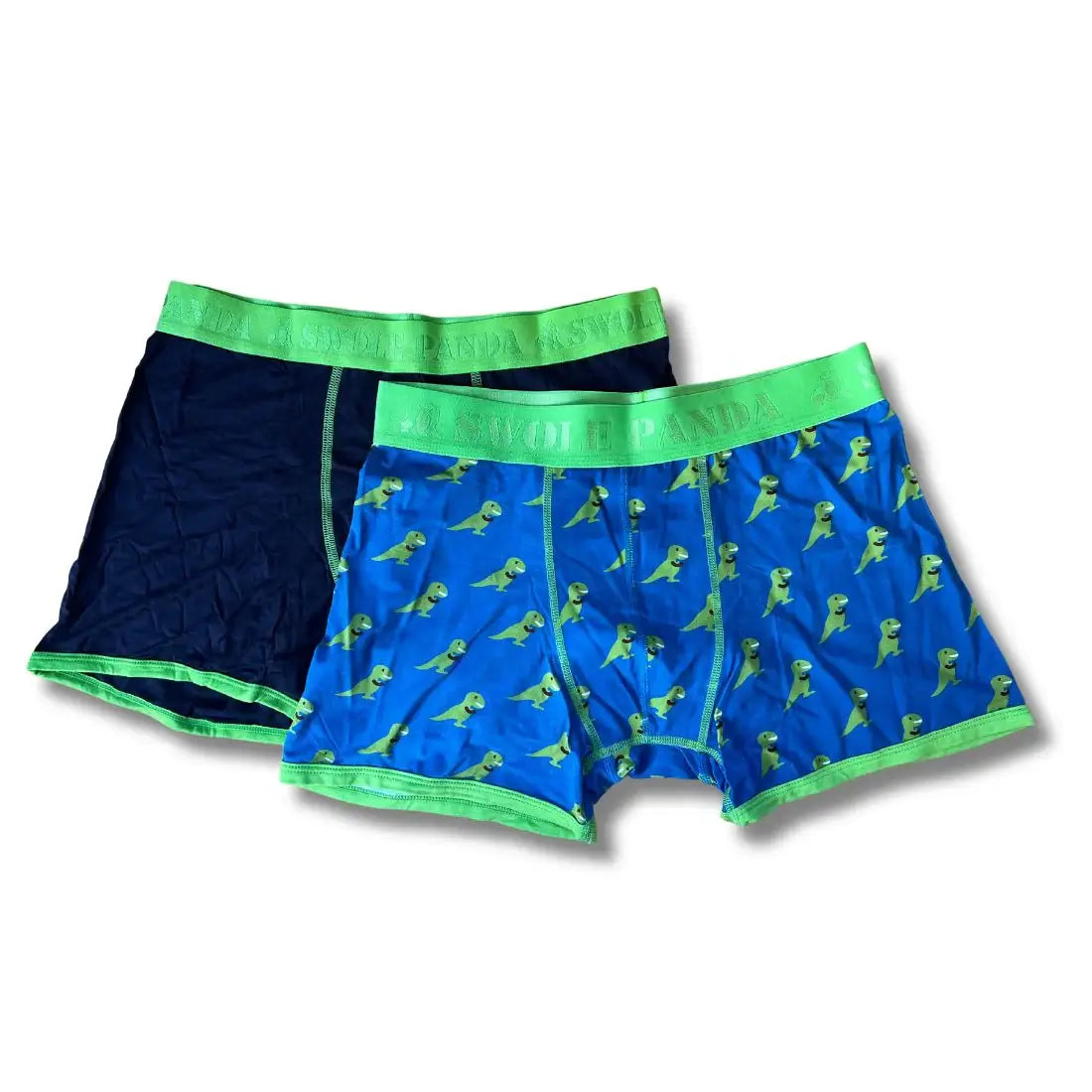 Swole Panda Men’s 2-Pack Bamboo Boxers – Navy & T-Rex Eco-Friendly Underwear