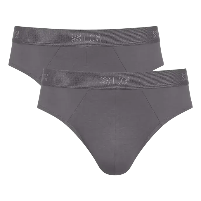 Sloggi Men’s SLG Midi Briefs 2 Pack – Organic Cotton, Shiver Grey
