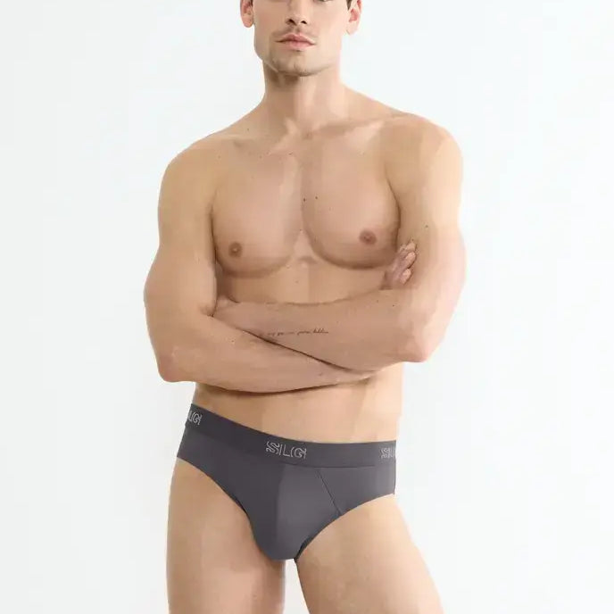 Sloggi Men’s SLG Midi Briefs 2 Pack – Organic Cotton, Shiver Grey
