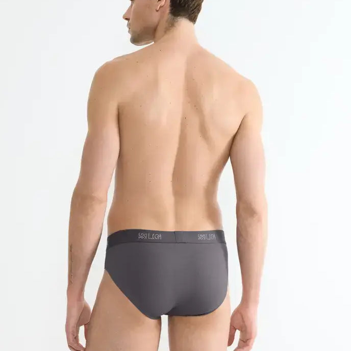 Sloggi Men’s SLG Midi Briefs 2 Pack – Organic Cotton, Shiver Grey
