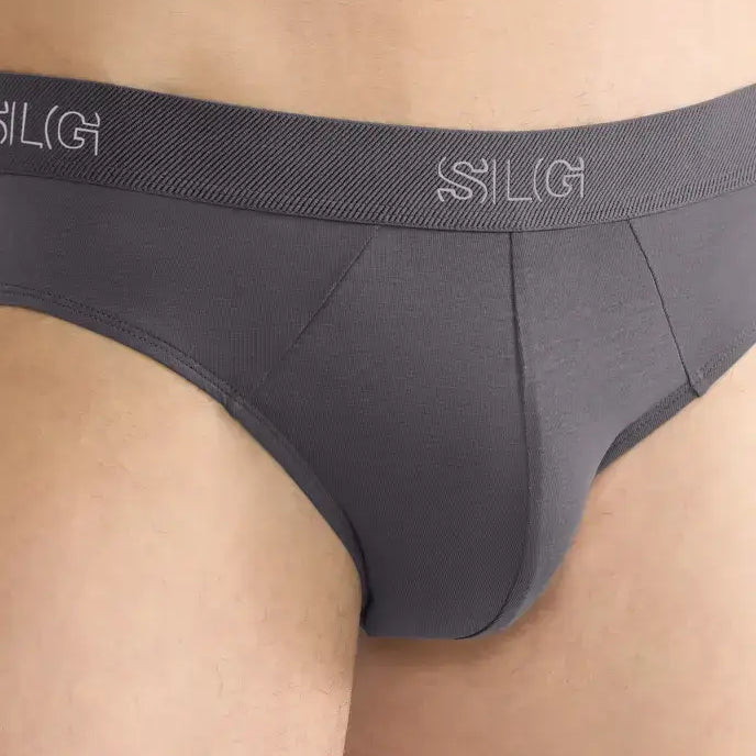 Sloggi Men’s SLG Midi Briefs 2 Pack – Organic Cotton, Blue & Grey