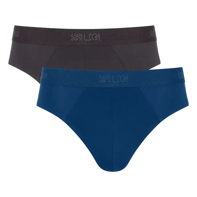Sloggi Men’s SLG Midi Briefs 2 Pack – Organic Cotton, Blue / Charcoal