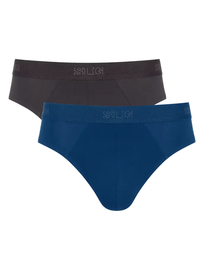 Sloggi Men’s SLG Midi Briefs 2 Pack – Organic Cotton, Blue / Charcoal