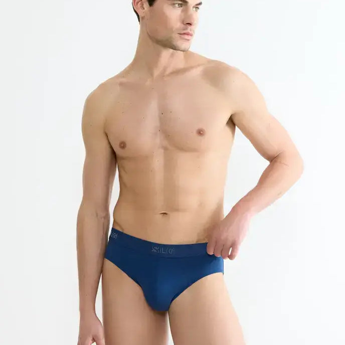 Sloggi Men’s SLG Midi Briefs 2 Pack – Organic Cotton, Blue / Charcoal
