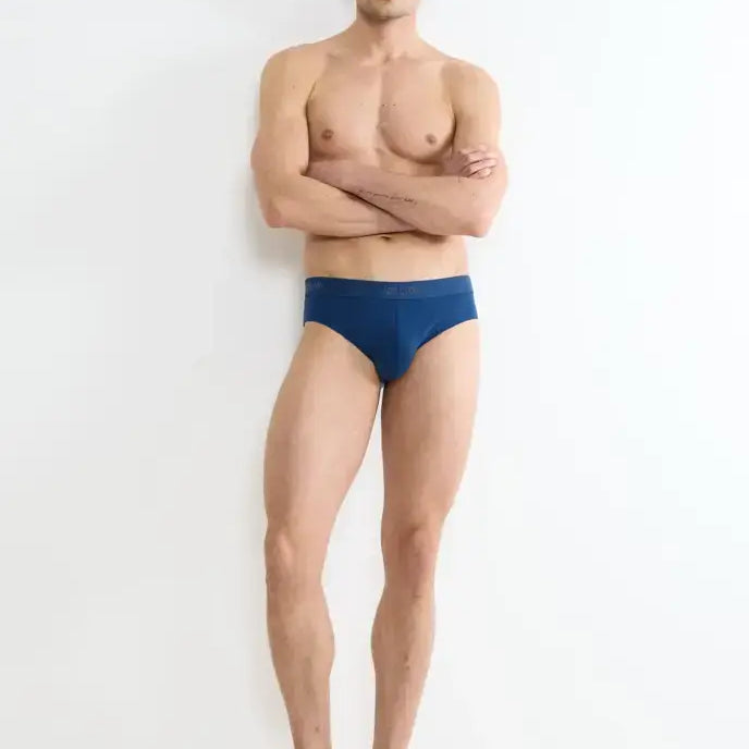Sloggi Men’s SLG Midi Briefs 2 Pack – Organic Cotton, Blue / Charcoal