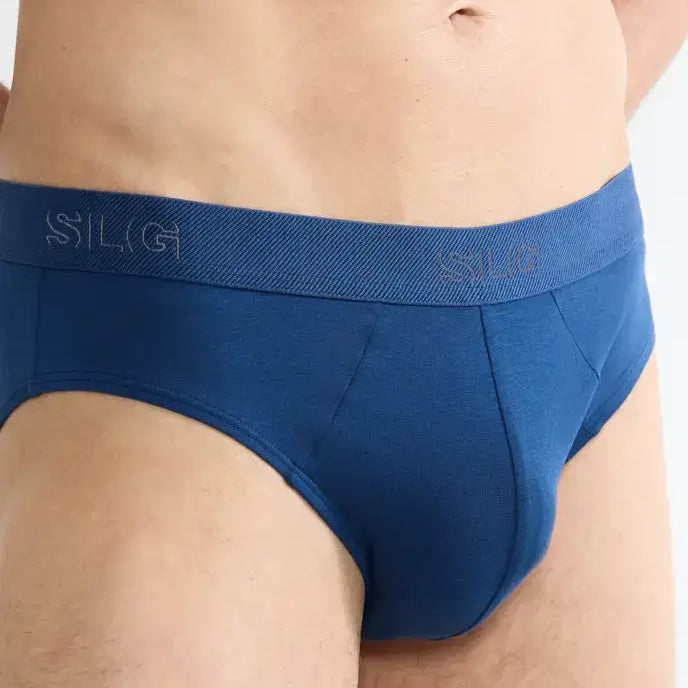 Sloggi Men’s SLG Midi Briefs 2 Pack – Organic Cotton, Blue & Grey