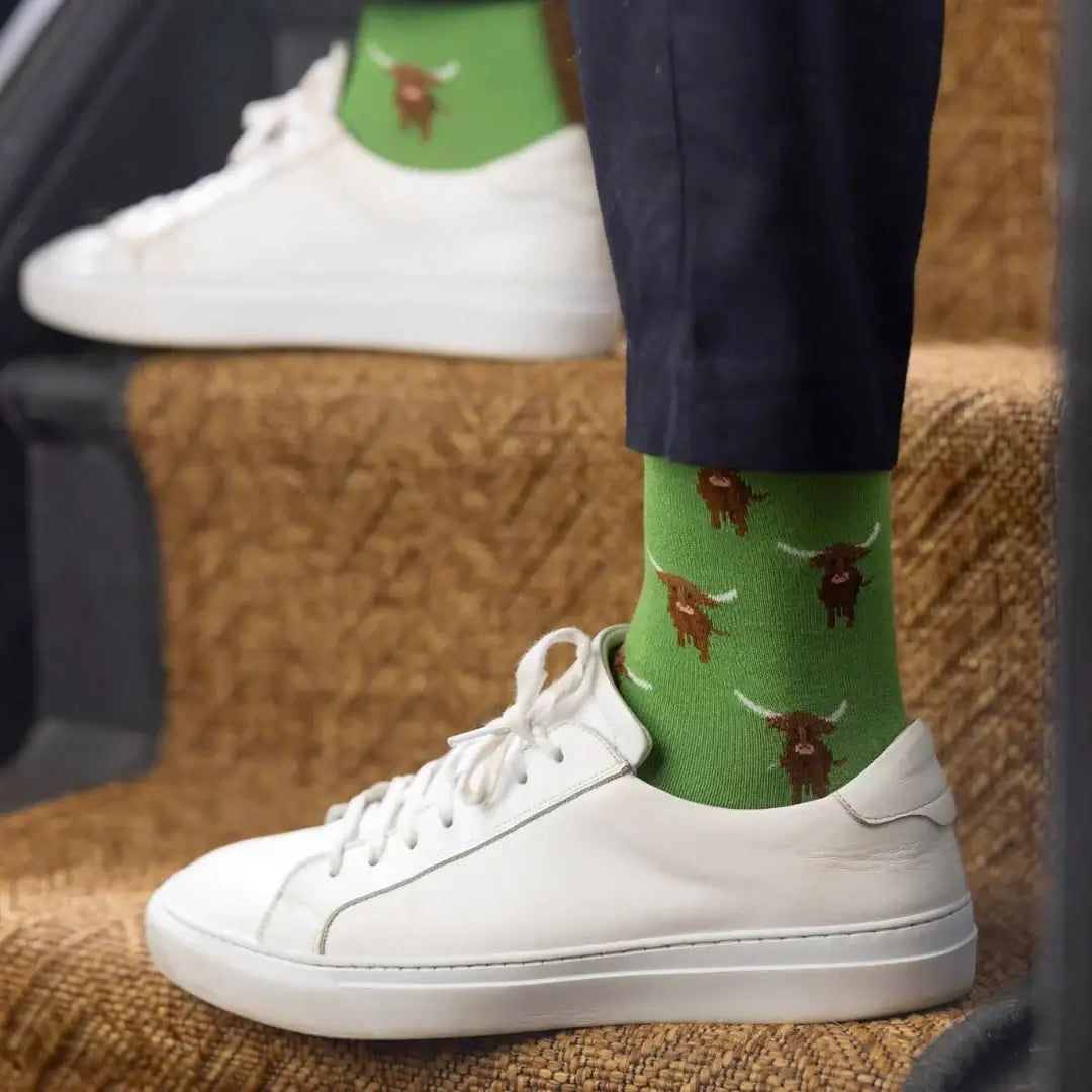 Swole Panda Highland Cow Bamboo Socks - UK ( 4-7 )