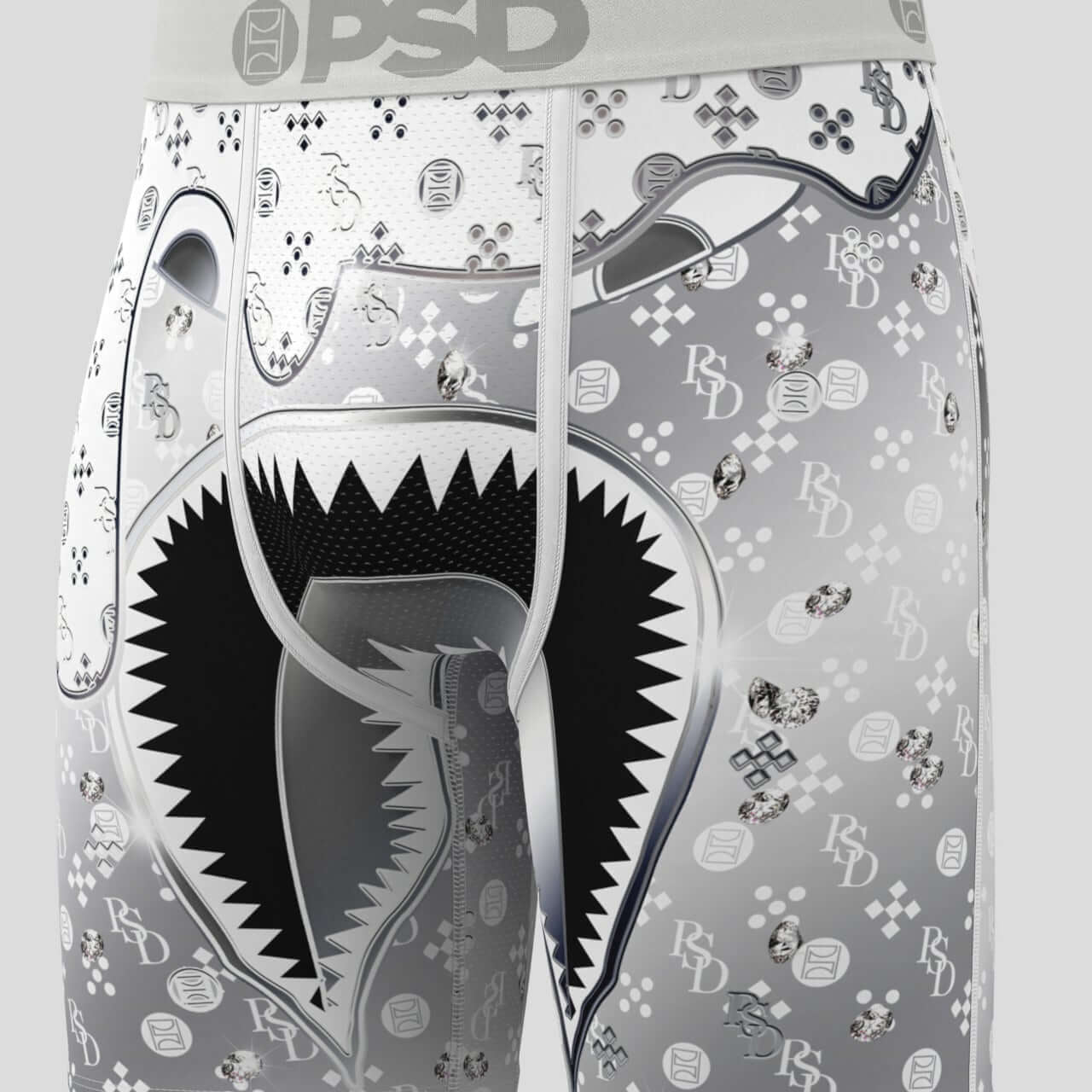 PSD Warface White Diamond 7" Boxer Briefs - Breathable MicroMesh Pouch