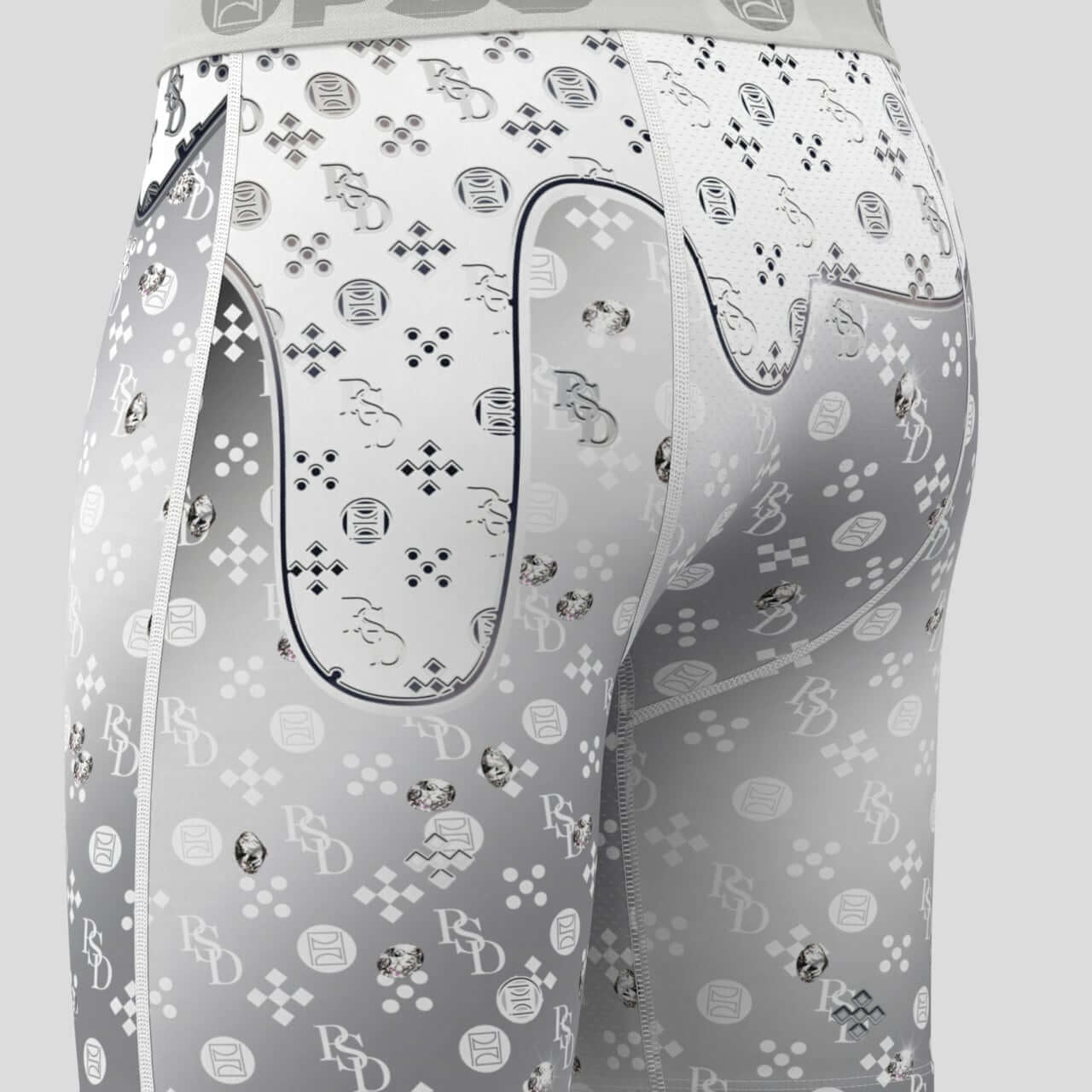 PSD Warface White Diamond 7" Boxer Briefs - Breathable MicroMesh Pouch