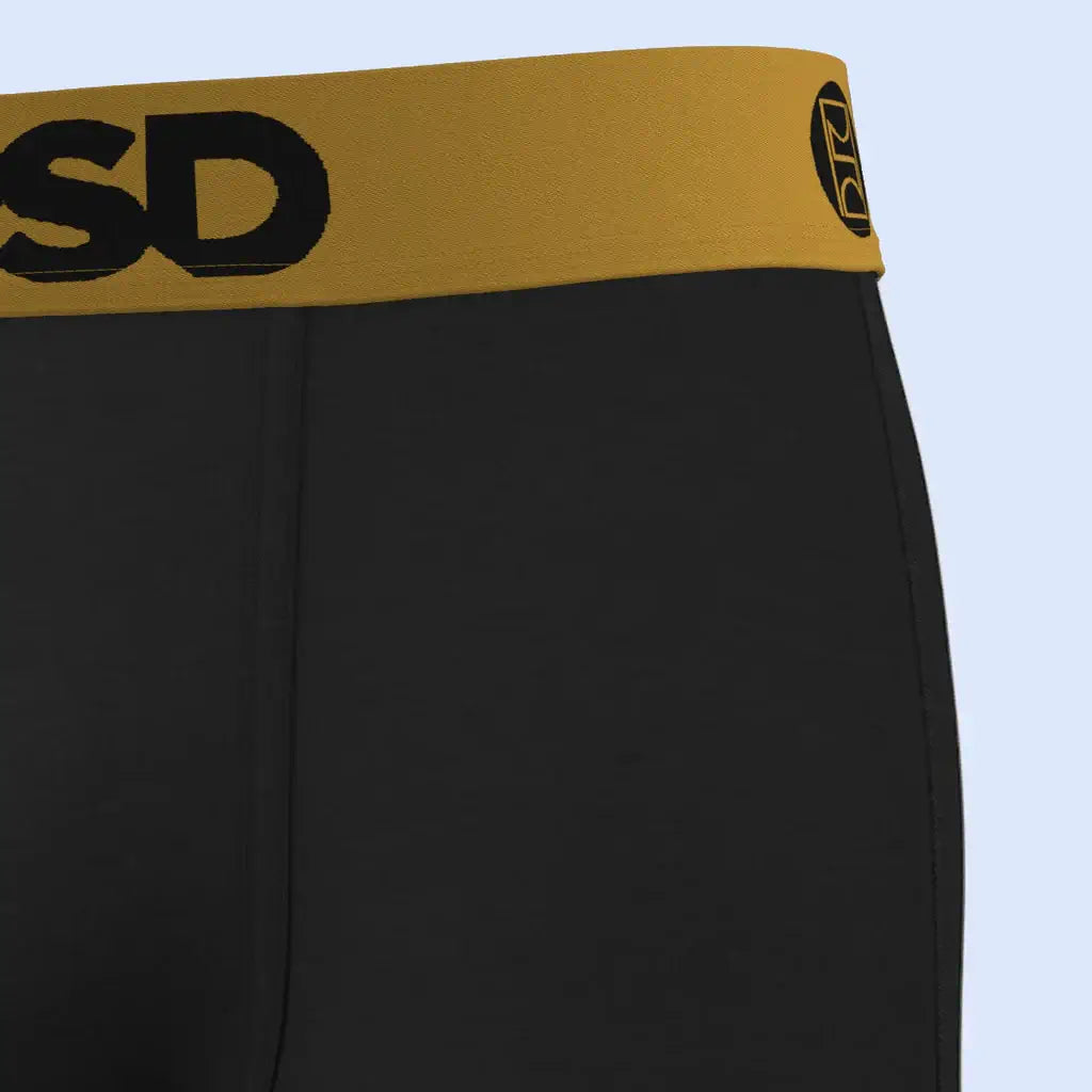 PSD Luxe Modal 7" Boxer Briefs – Black Gold, Breathable Stretch Comfort
