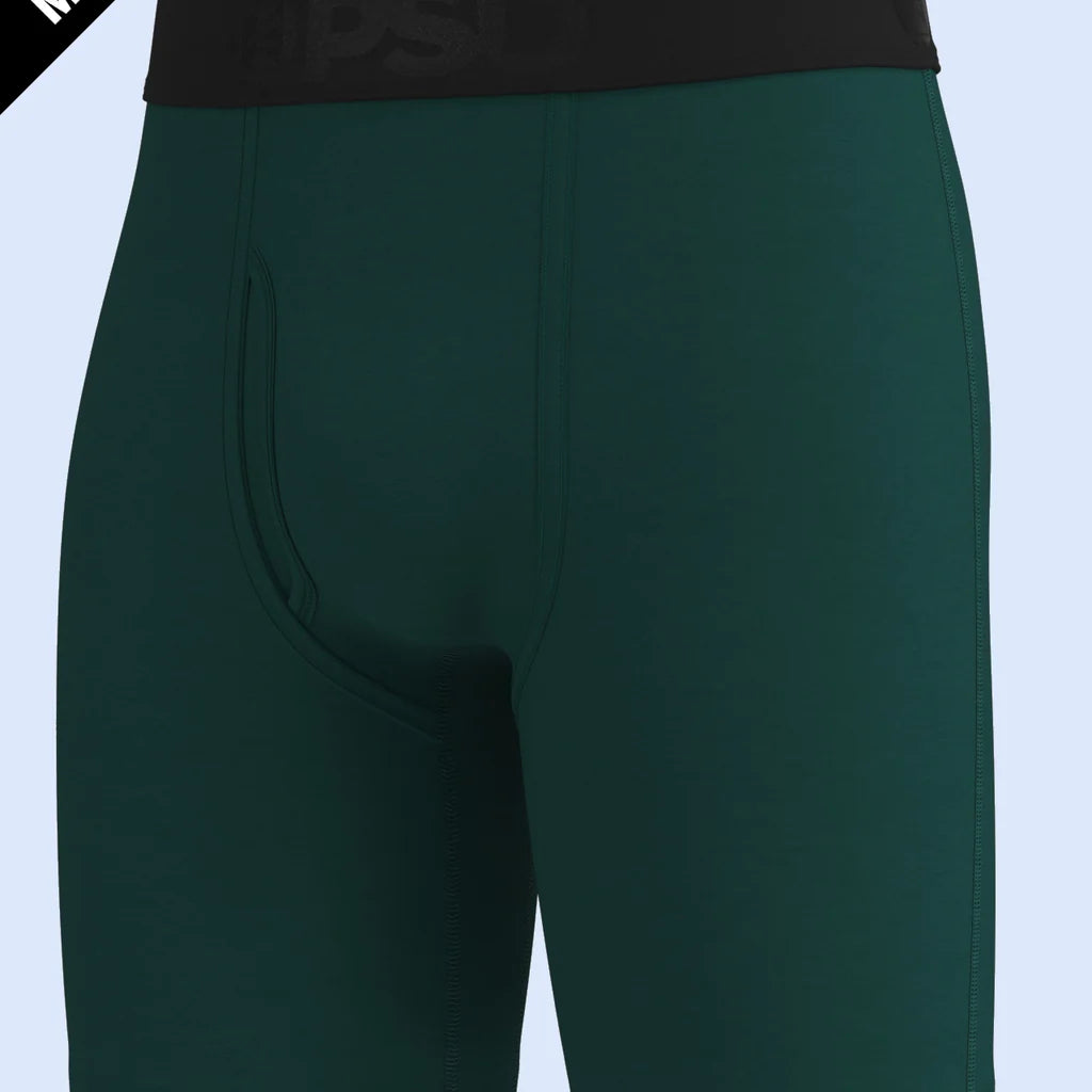 PSD Luxe Modal 7" Boxer Briefs – Solid Green, Ultra-Soft Breathable Fit