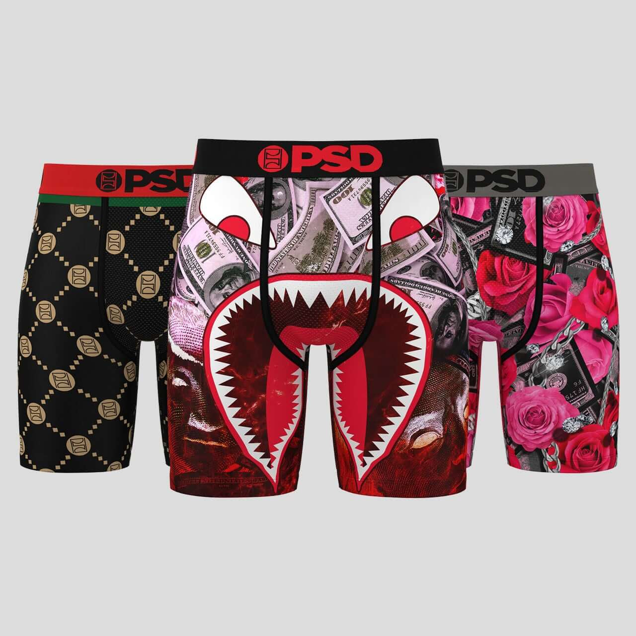 PSD Underwear 7" Boxer Briefs 3 Pack – Rich Ruby, MicroMesh Pouch