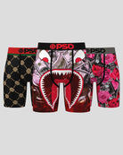 PSD Underwear 7" Boxer Briefs 3 Pack – Rich Ruby, MicroMesh Pouch