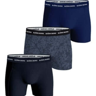 Björn Borg 3 Pack Cotton Stretch Boxers - Black/Navy/Light Blue Print