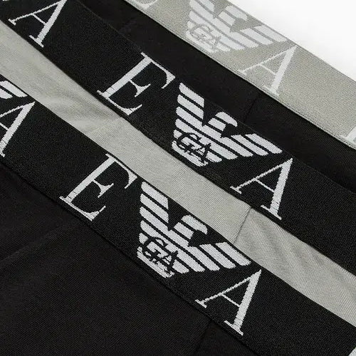Emporio Armani 3 Pack Trunks Bold Monogram logo waistband - Black/Stone/Black