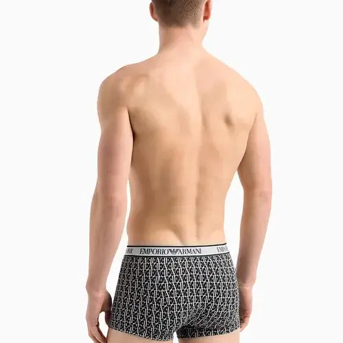 Emporio Armani 3 Pack Low Rise Trunks with core logo - Black, Print