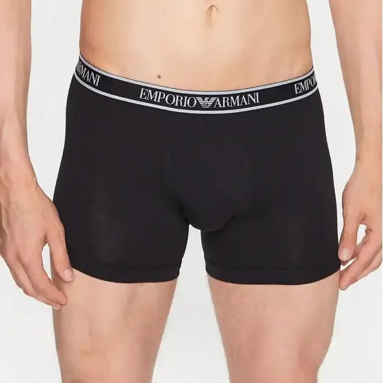 Emporio Armani 3 Pack Cotton Stretch Boxer Briefs - Black