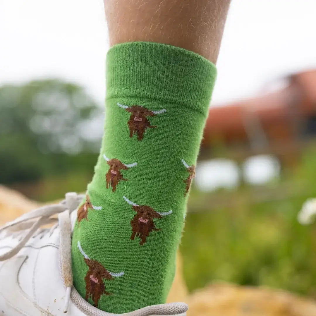 Swole Panda Highland Cow Bamboo Socks - UK ( 4-7 )