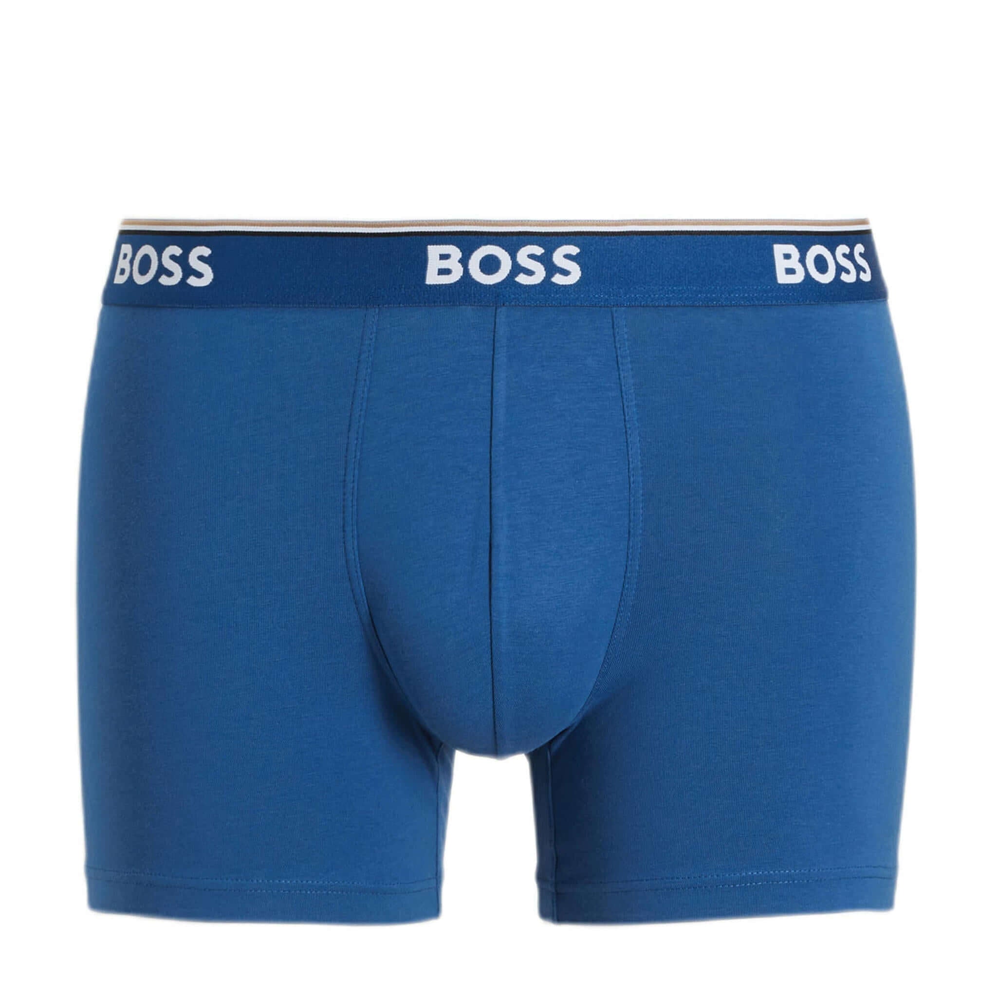 BOSS – 3 Pack Stretch Cotton Boxer Briefs with Logo Waistbands – Red/Black/Blue
