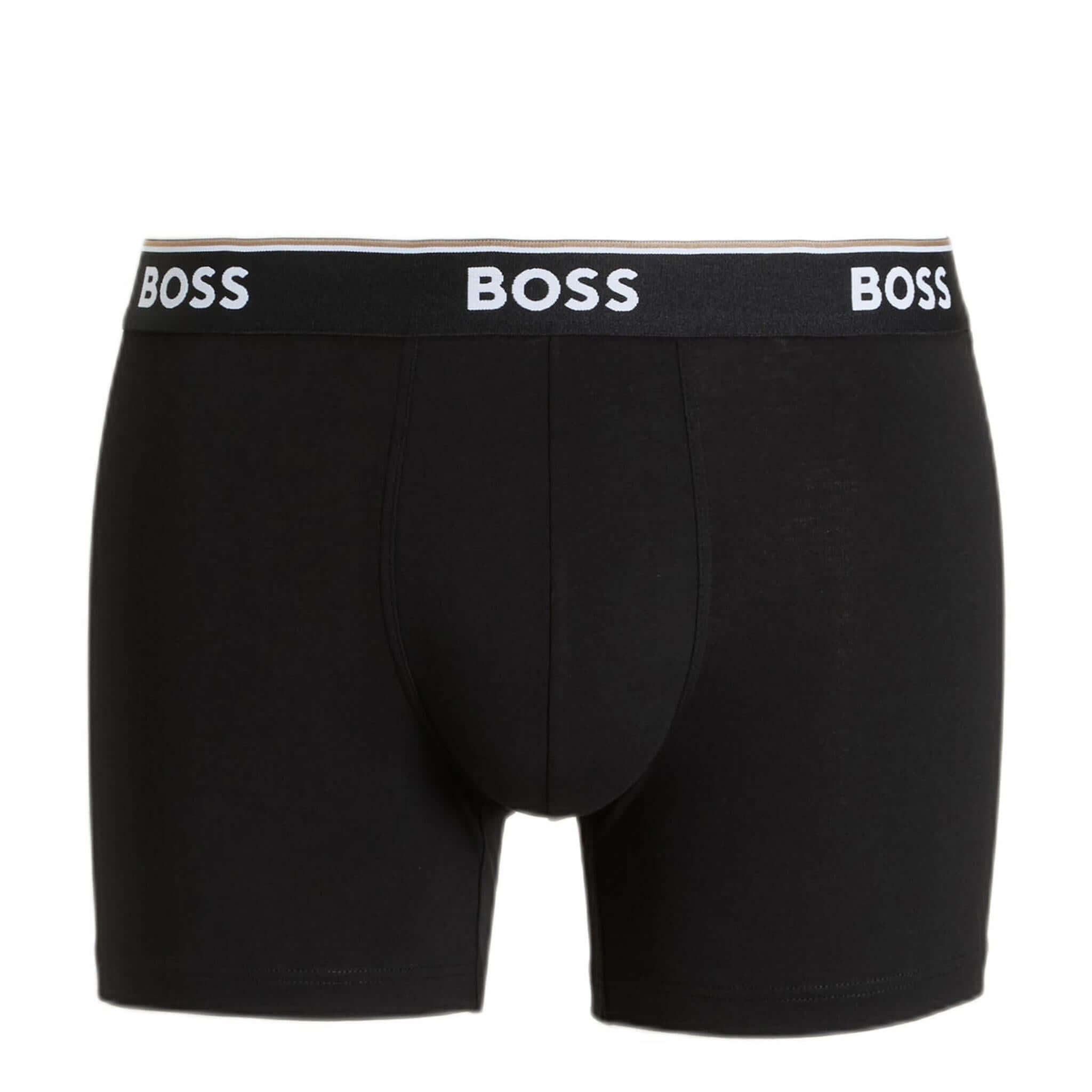 BOSS – 3 Pack Stretch Cotton Boxer Briefs with Logo Waistbands – Red/Black/Blue