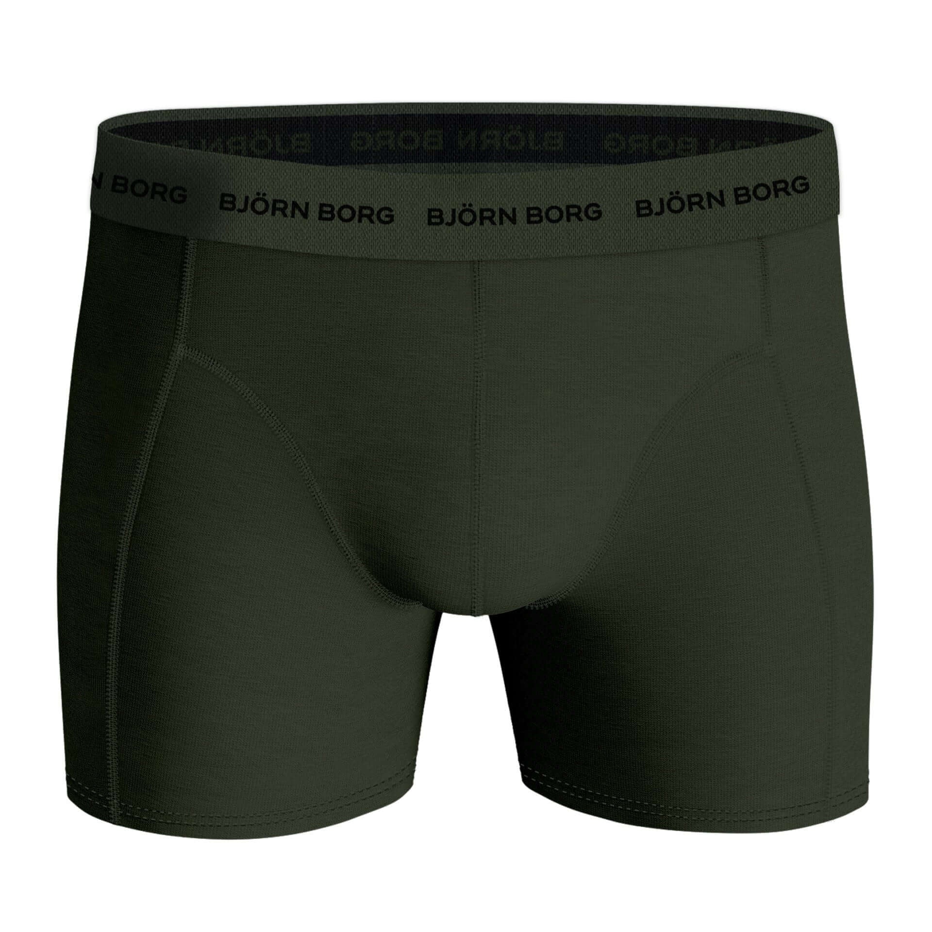 Bjorn Borg Cotton Stretch Boxer Trunks 3 Pack - Olive, Blue Print