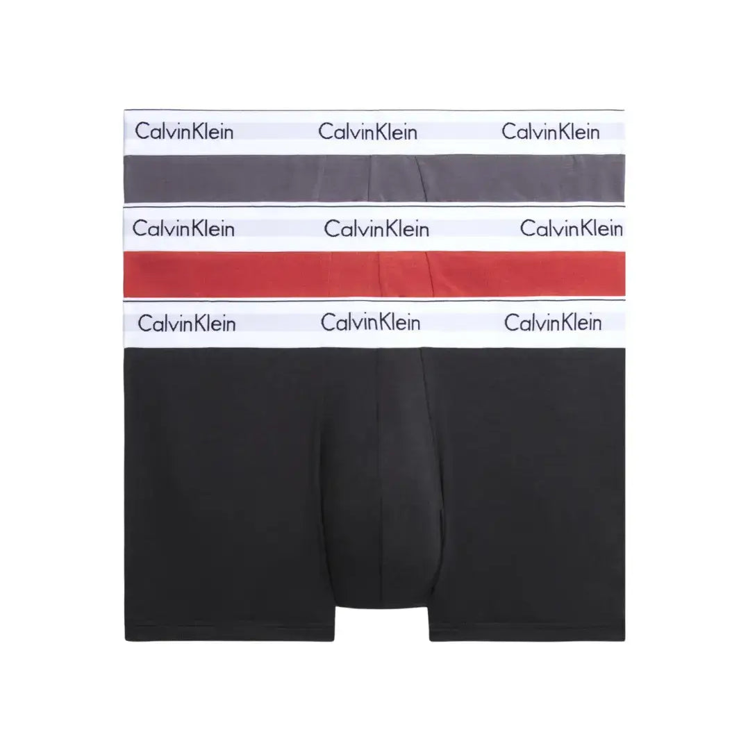 Calvin Klein 3 Pack Trunks Modern Cotton - Phanthom / Cinnabar / Rabbit